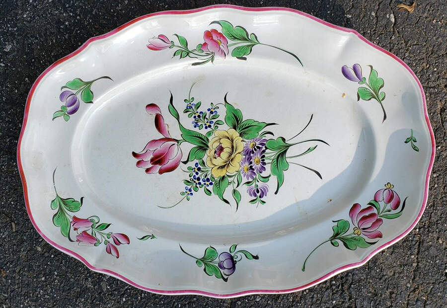 Old Strasbourg (Off White Background) 17" Oval Serving Platter by Luneville-1