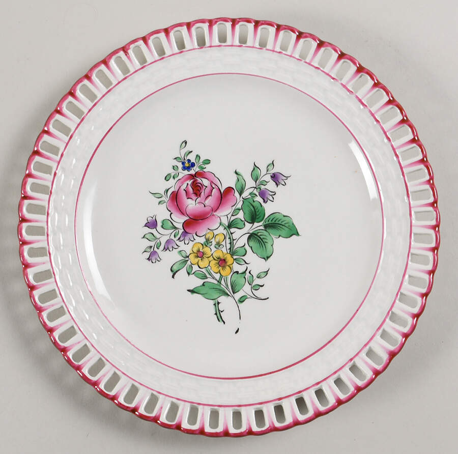 Old Strasbourg (Off White Background) Pierced Dessert/Pie Plate by Luneville-1