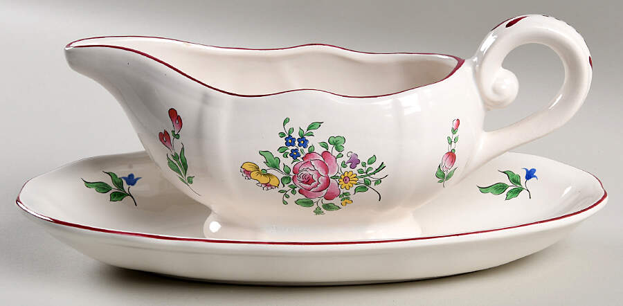 Old Strasbourg (Off White Background) Gravy Boat & Underplate by Luneville-1
