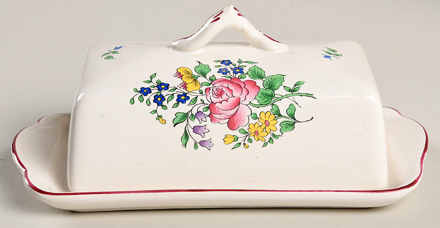 Old Strasbourg (Off White Background) Rectangular Covered Butter by Luneville-1