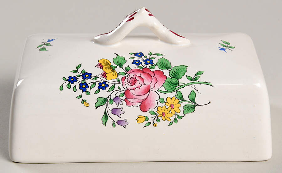 Old Strasbourg (Off White Background) Lid for Rectangular Butter by Luneville-1