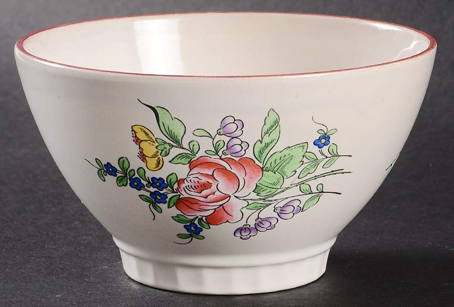 Old Strasbourg (Off White Background) Cranberry Bowl by Luneville-1