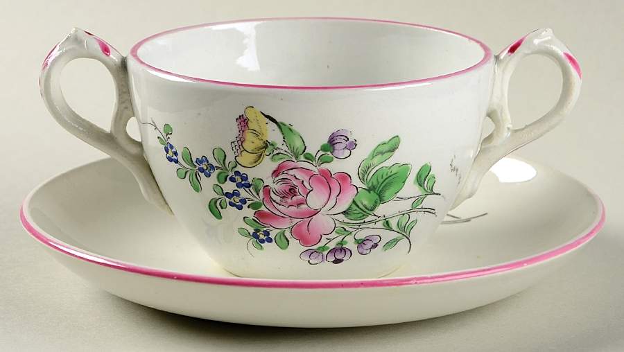 Old Strasbourg (Off White Background) Flat Bouillon Cup & Saucer by Luneville-1