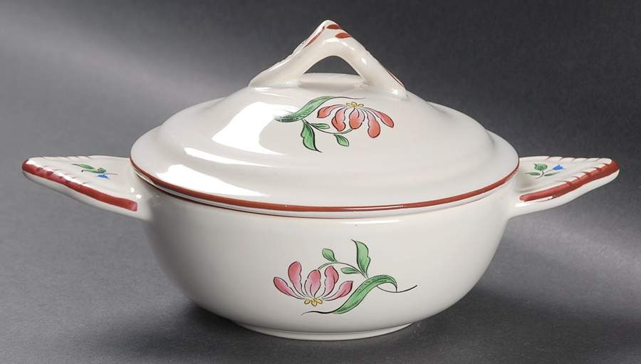 Old Strasbourg (Off White Background) Covered Soup Bowl by Luneville-1