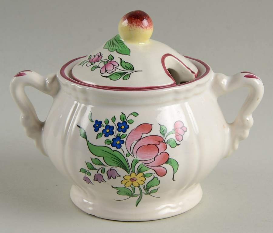 Old Strasbourg (Off White Background) Sugar Bowl & Lid by Luneville-1