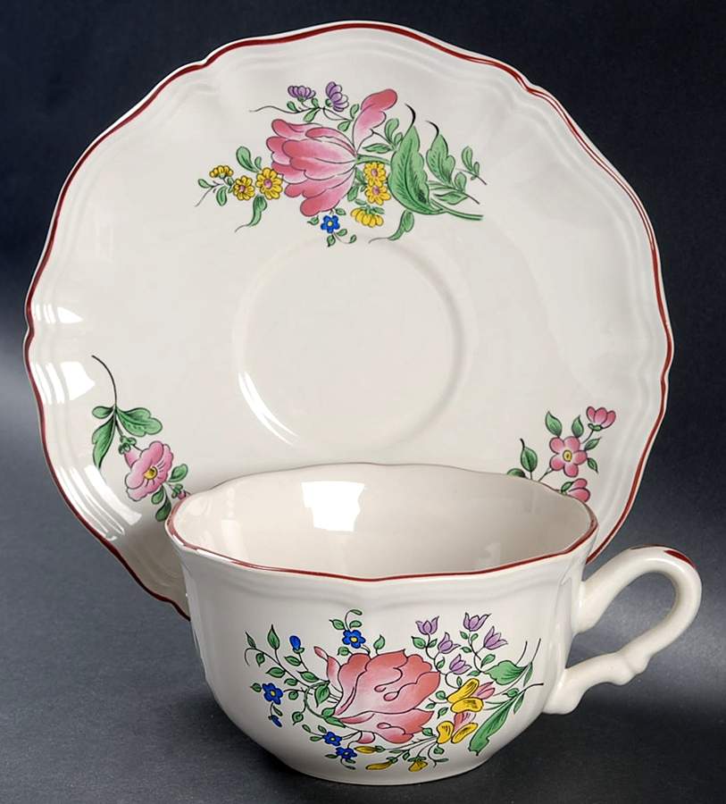 Old Strasbourg (Off White Background) Jumbo Cup & Saucer Set by Luneville-1