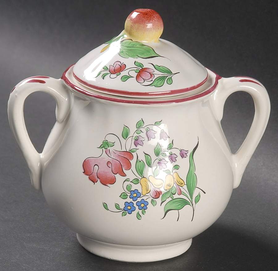 Old Strasbourg (Off White Background) Sugar Bowl & Lid by Luneville-1
