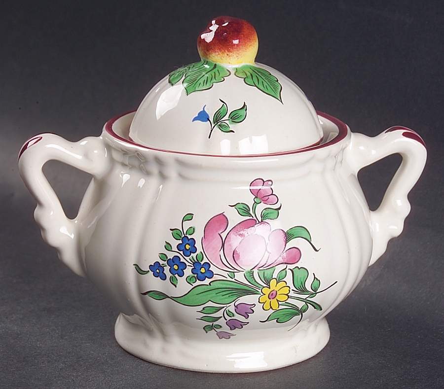 Old Strasbourg (Off White Background) Sugar Bowl & Lid by Luneville-1