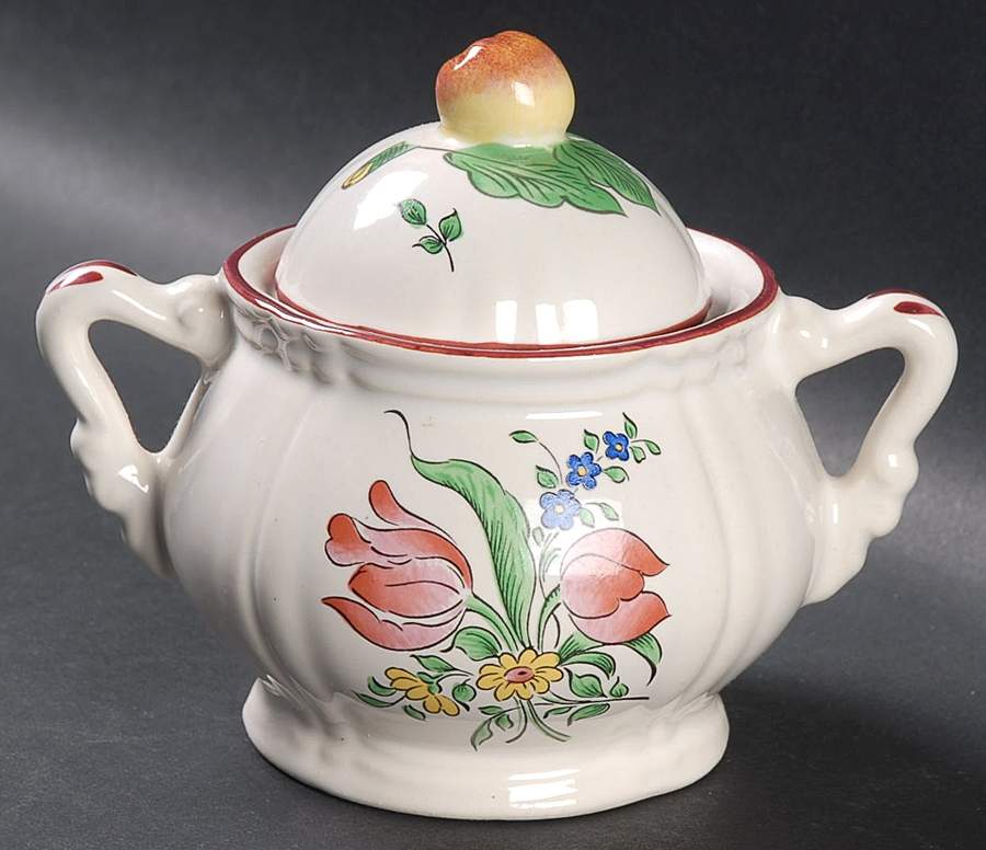 Old Strasbourg (Off White Background) Sugar Bowl & Lid by Luneville-1