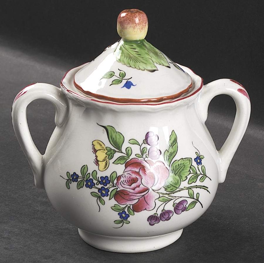 Old Strasbourg (Off White Background) Sugar Bowl & Lid by Luneville-1