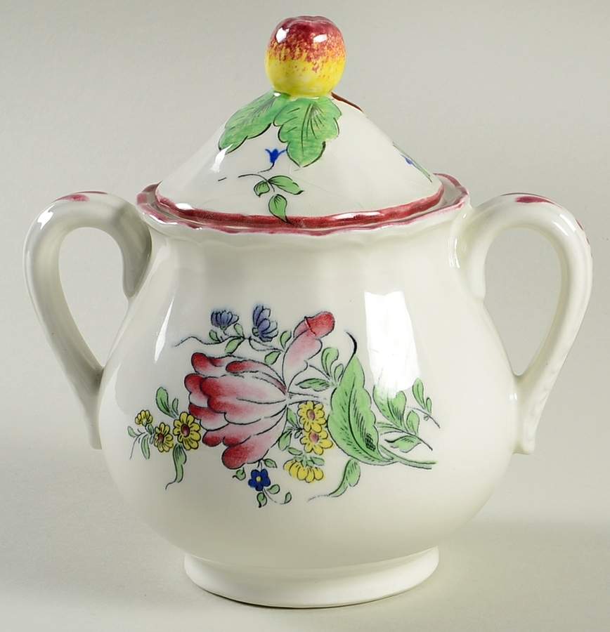 Old Strasbourg (Off White Background) Sugar Bowl & Lid by Luneville-1