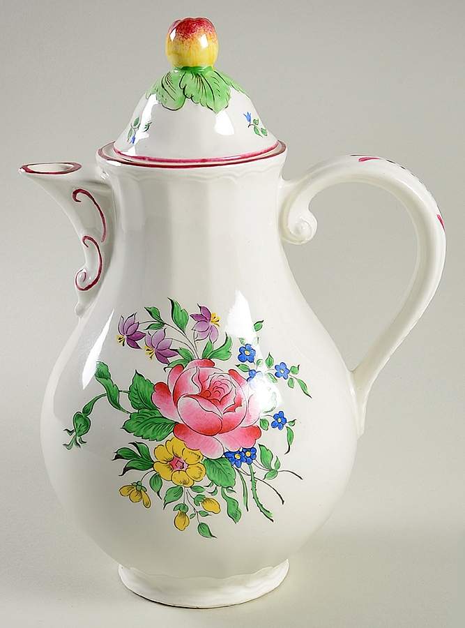 Old Strasbourg (Off White Background) Coffee Pot & Lid by Luneville-1
