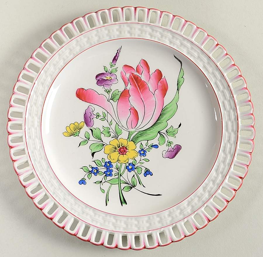 Old Strasbourg (Off White Background) Pierced Dessert/Pie Plate by Luneville-1