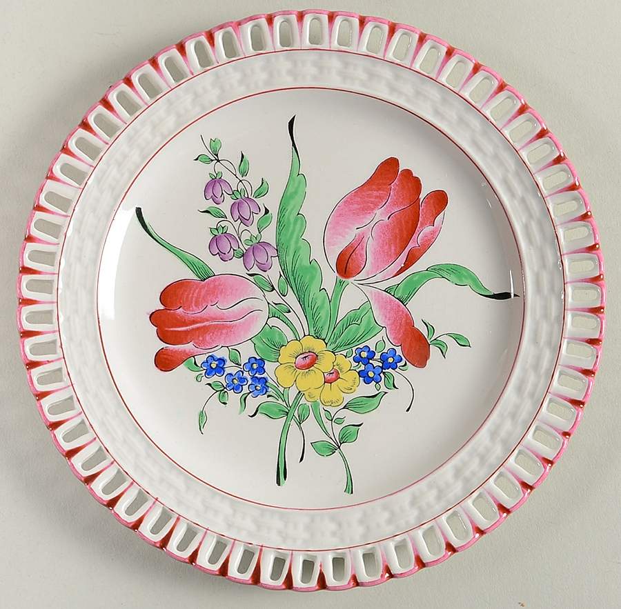 Old Strasbourg (Off White Background) Pierced Dessert/Pie Plate by Luneville-1