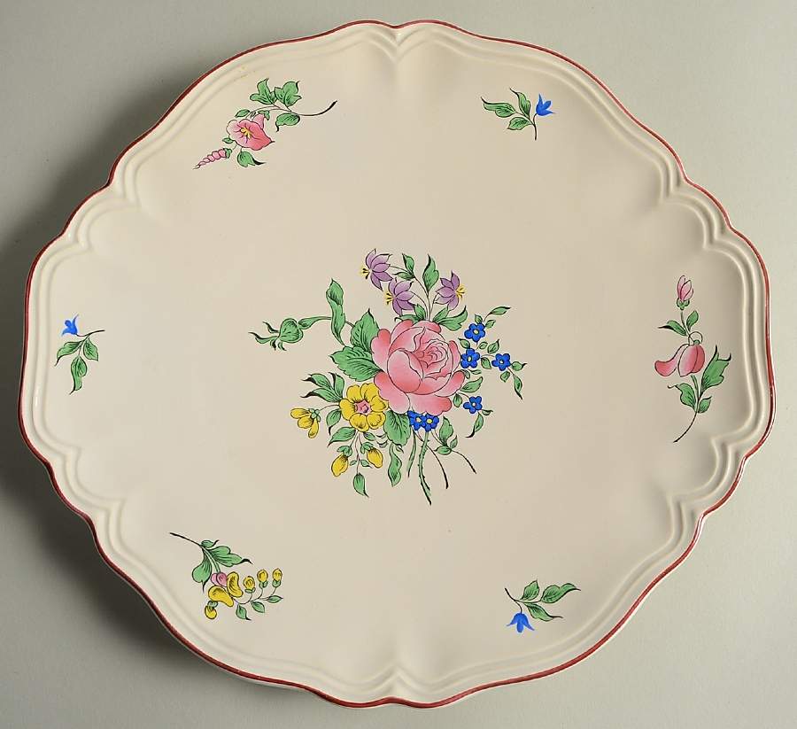 Old Strasbourg (Off White Background) Handled Cake Plate by Luneville-1