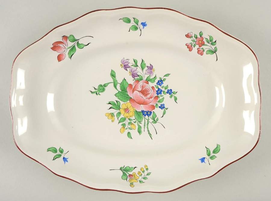 Old Strasbourg (Off White Background) 12" Oval Serving Platter by Luneville-1