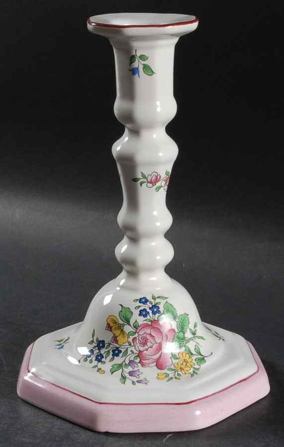 Old Strasbourg (Off White Background) Tall Candlestick by Luneville-1