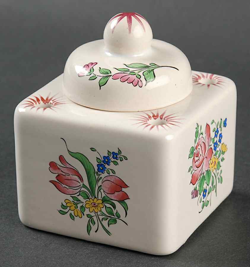 Old Strasbourg (Off White Background) Ink Pot with Lid by Luneville-1
