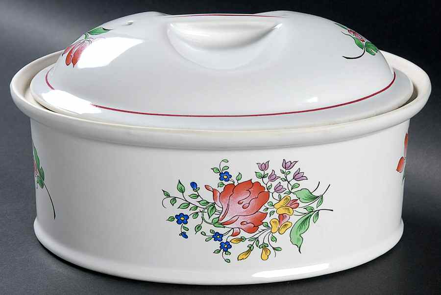 Old Strasbourg (Off White Background) 1 Quart Oval Covered Casserole by Luneville-1