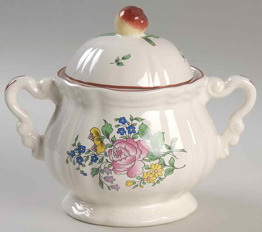 Old Strasbourg (Off White Background) Sugar Bowl & Lid by Luneville-1