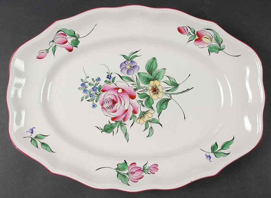 Old Strasbourg (Off White Background) 13" Oval Serving Platter by Luneville-1