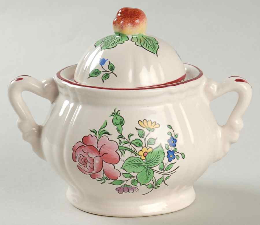 Old Strasbourg (Off White Background) Sugar Bowl & Lid by Luneville-1