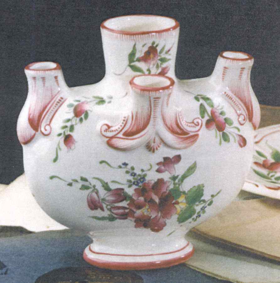 Old Strasbourg (Off White Background) 5 Flower Holder Vase by Luneville-1