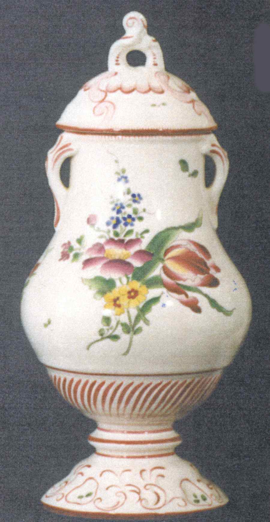 Old Strasbourg (Off White Background) Apothecary Jar & Lid by Luneville-1