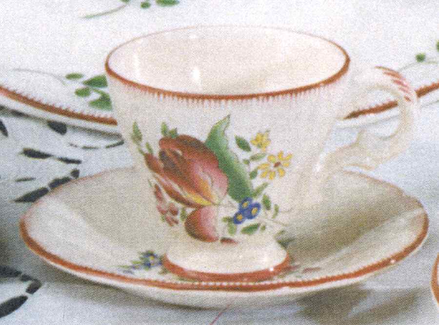 Old Strasbourg (Off White Background) Footed Demitasse Cup & Saucer Set by Luneville-1