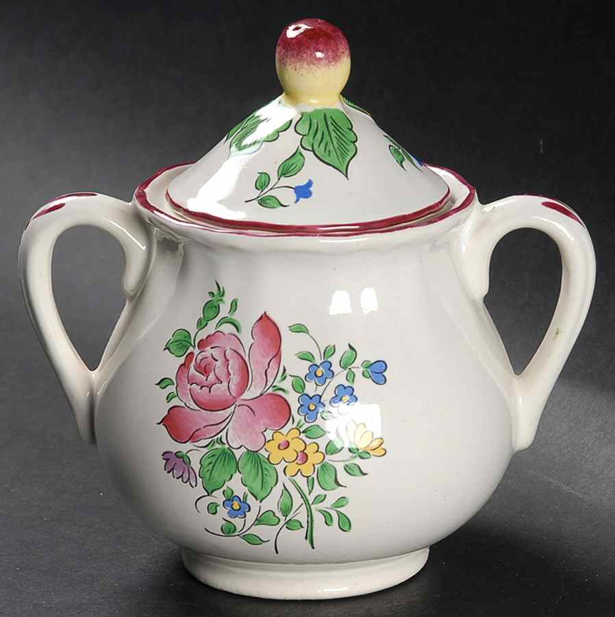 Old Strasbourg (Off White Background) Sugar Bowl & Lid by Luneville-1
