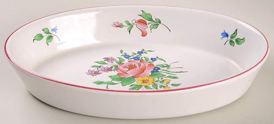 Old Strasbourg (Off White Background) 11" Oval Baker by Luneville-1