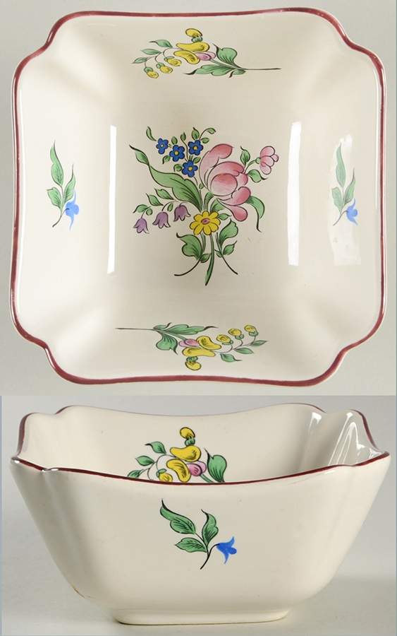Old Strasbourg (Off White Background) 4" Square Dish by Luneville-1
