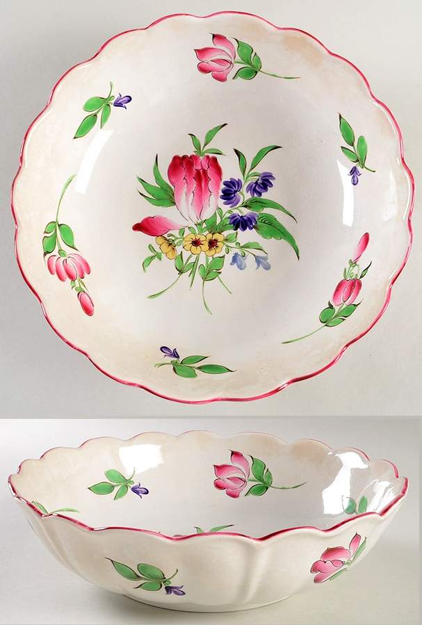 Old Strasbourg (Off White Background) 11" Scalloped Bowl by Luneville-1
