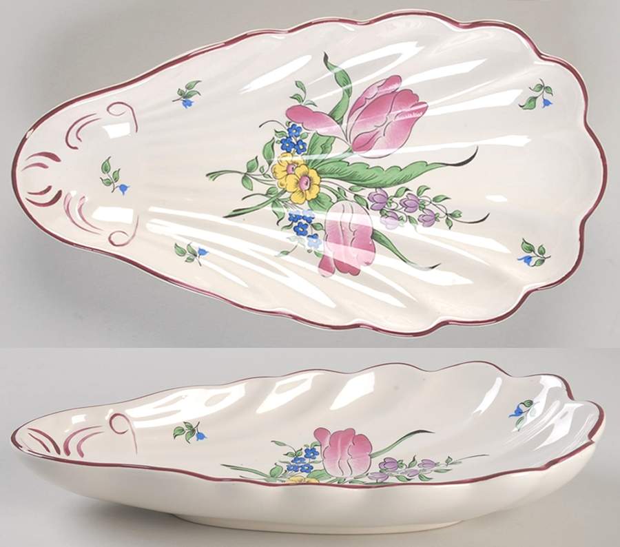 Old Strasbourg (Off White Background) 10" Shell Shaped Dish by Luneville-1