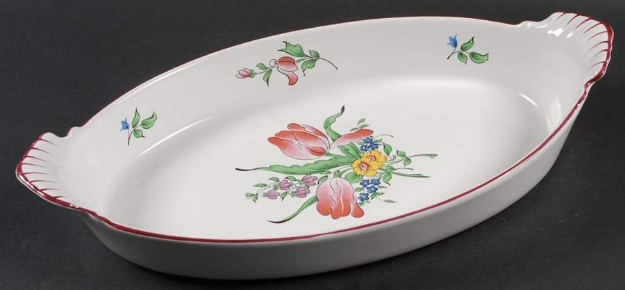 Old Strasbourg (Off White Background) 14" Oval Baker by Luneville-1