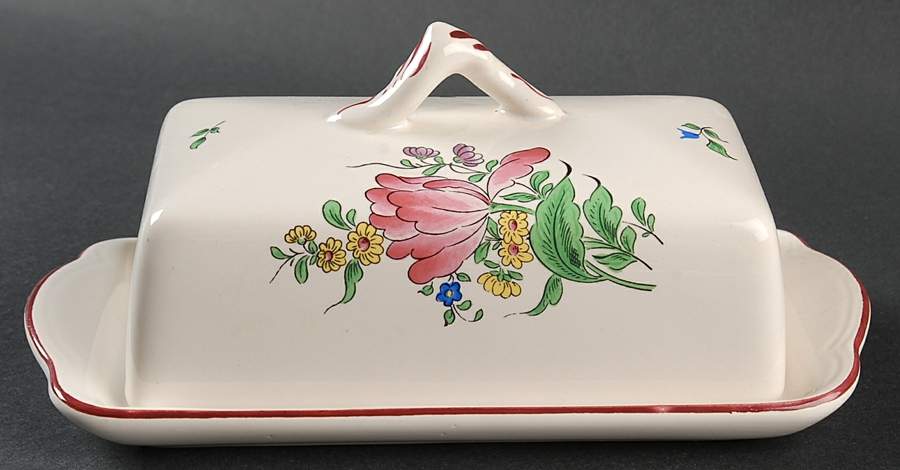 Old Strasbourg (Off White Background) Rectangular Covered Butter by Luneville-1