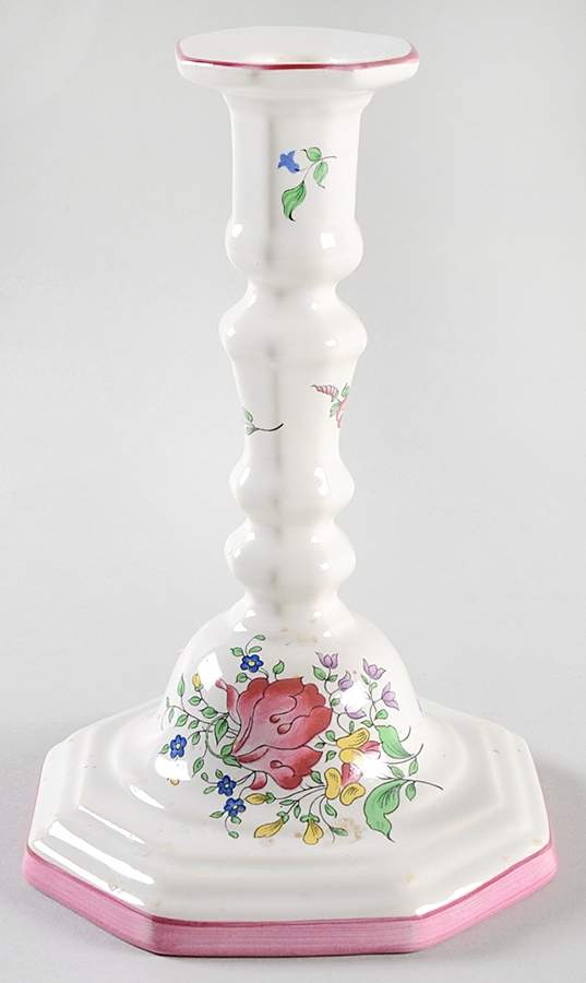 Old Strasbourg (Off White Background) 8" Tall Candlestick by Luneville-1