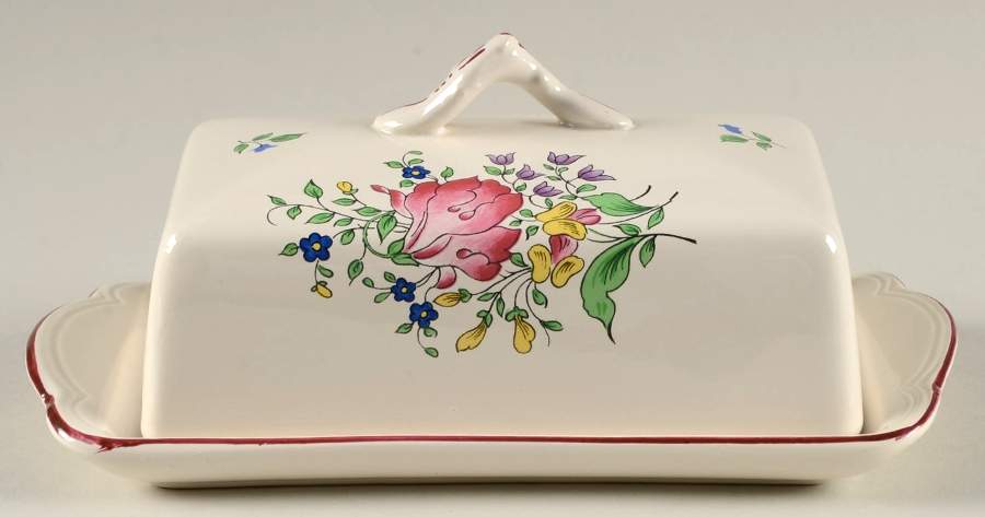 Old Strasbourg (Off White Background) Rectangular Covered Butter by Luneville-1