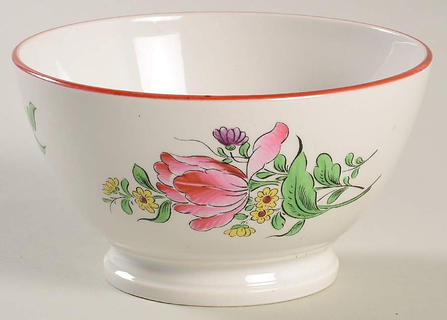 Old Strasbourg (Off White Background) Cranberry Bowl by Luneville-1