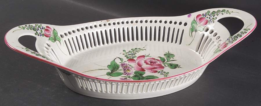 Old Strasbourg (Off White Background) 14" Pierced Oval Bread Tray by Luneville-1