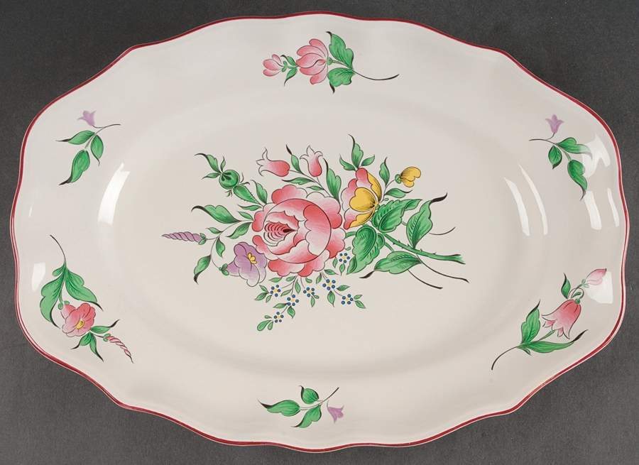Old Strasbourg (Off White Background) 14" Oval Serving Platter by Luneville-1