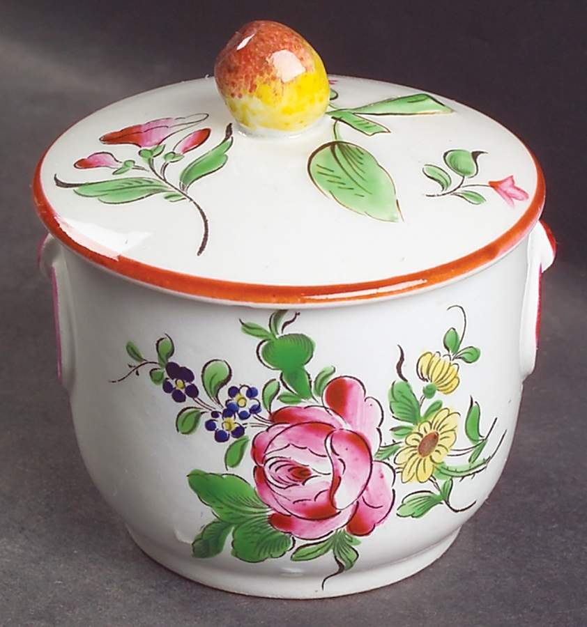 Old Strasbourg (Off White Background) Custard Cup & Lid Set by Luneville-1