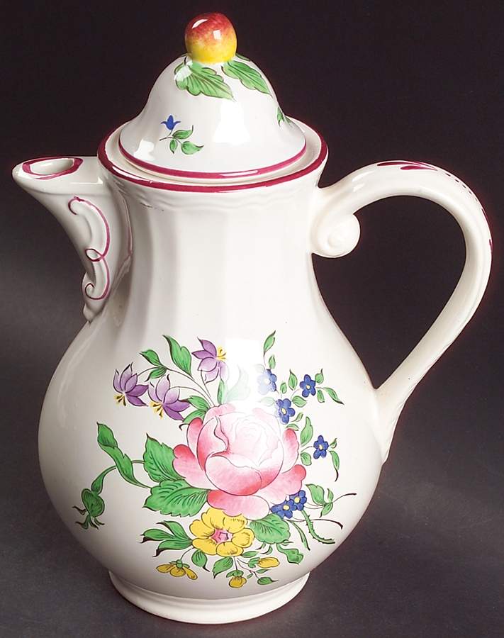 Old Strasbourg (Off White Background) Small Coffee Pot & Lid by Luneville-1