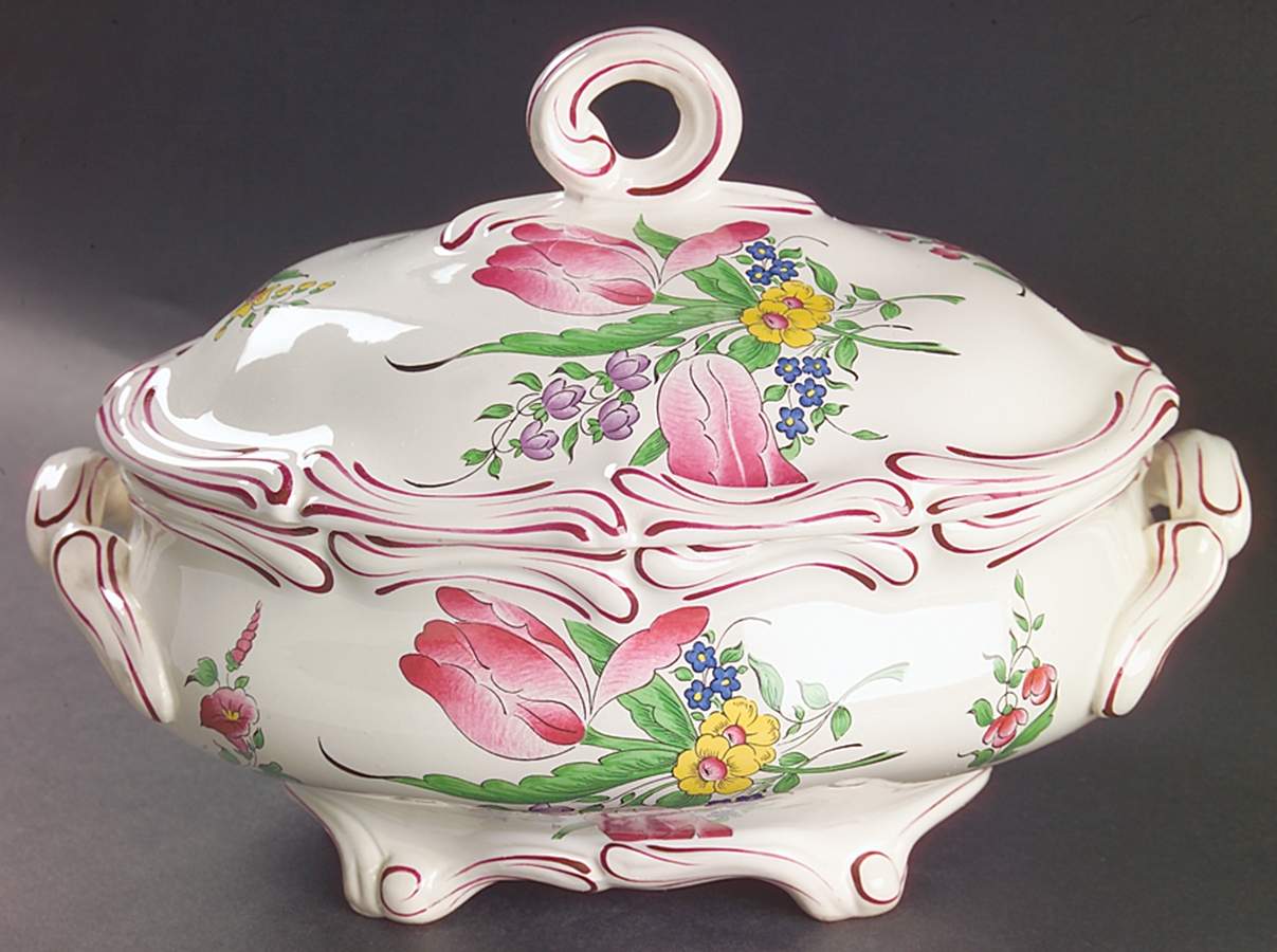 Old Strasbourg (Off White Background) Oval Tureen & Lid by Luneville-1