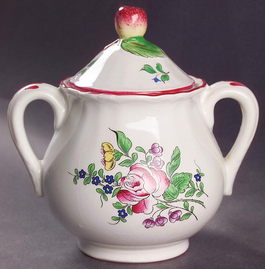 Old Strasbourg (Off White Background) Sugar Bowl & Lid by Luneville-1