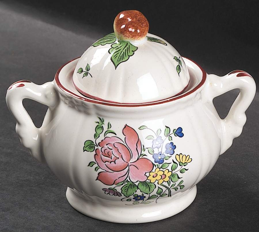 Old Strasbourg (Off White Background) Sugar Bowl & Lid by Luneville-1