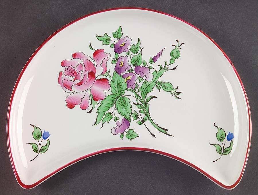 Old Strasbourg (Off White Background) Crescent Salad Plate by Luneville-1