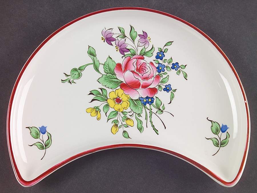 Old Strasbourg (Off White Background) Crescent Salad Plate by Luneville-1