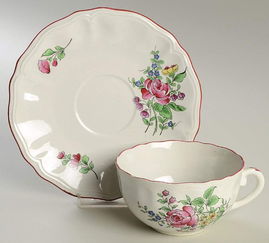 Old Strasbourg (Off White Background) Breakfast Cup & Saucer Set by Luneville-1
