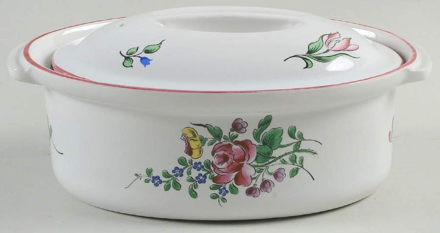 Old Strasbourg (Off White Background) 1 Quart Oval Covered Casserole by Luneville-1